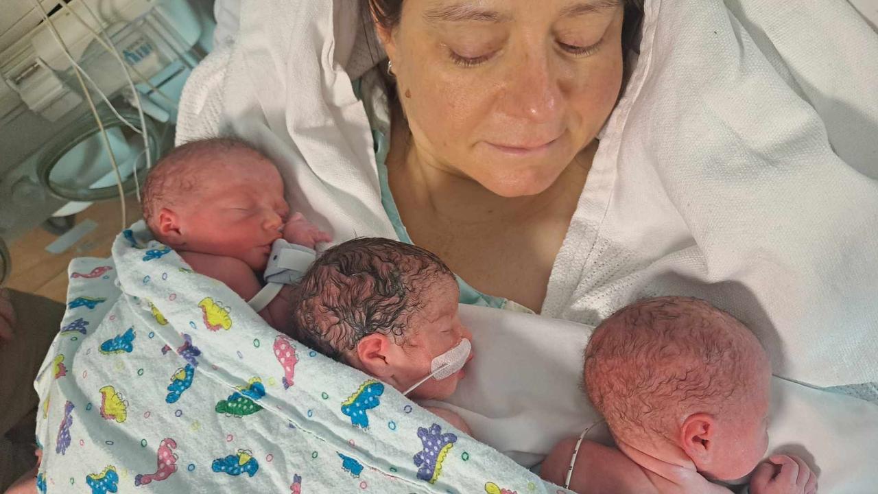 Emma Lowe and her babies not long after being born.