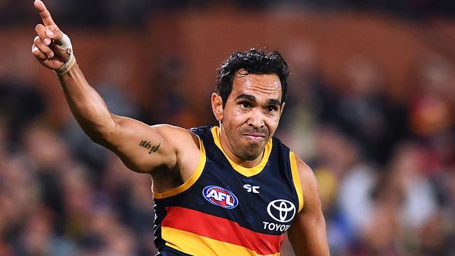 Eddie Betts celebrates a goal.