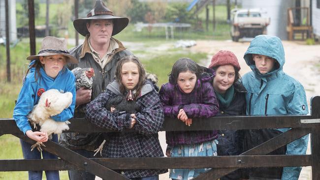 Nick and Louise Layne with children Primrose, Florence, Freycie and Angus locked down in Maldon. Picture: Rob Leeson