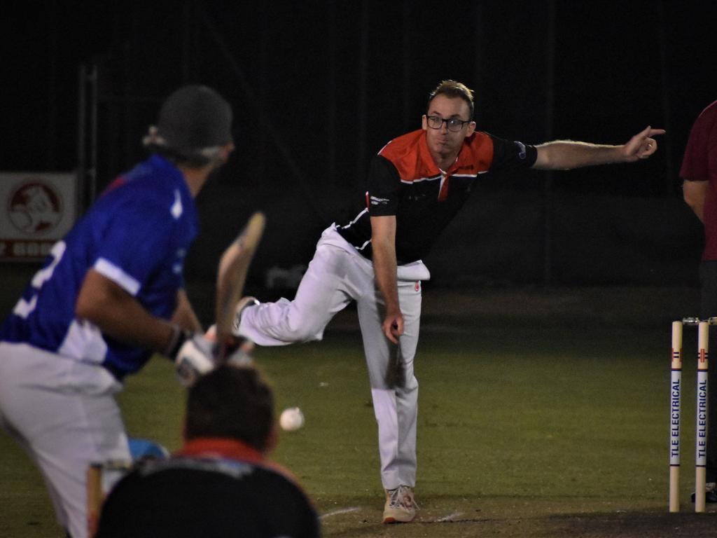 Doug Harris bowling for Lawrence in the 2020/21 CRCA Cleavers Mechanical Twenty20 Night Cricket round 8 clash against TLE Tucabia Copmanhurst at McKittrick Park on Wednesday, 9th December, 2020. Photo Bill North / The Daily Examiner