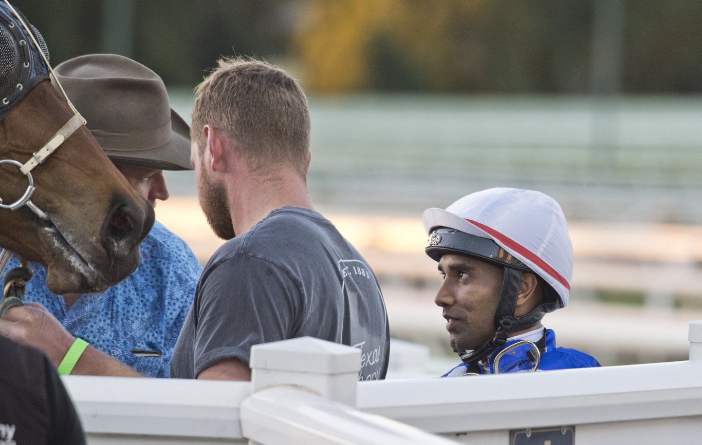 Petite Elle ridden by Girish Goomany wins race 2. Picture: Nev Madsen