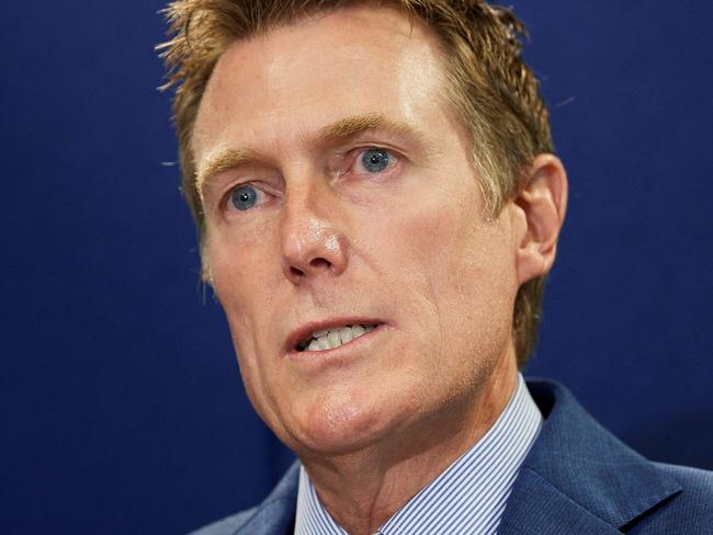 Australia's attorney general Christian Porter speaks during a press conference in Perth on March 3, 2021, after he outed himself as the unnamed cabinet minister accused of raping a 16-year-old girl. (Photo by Stefan Gosatti / AFP)