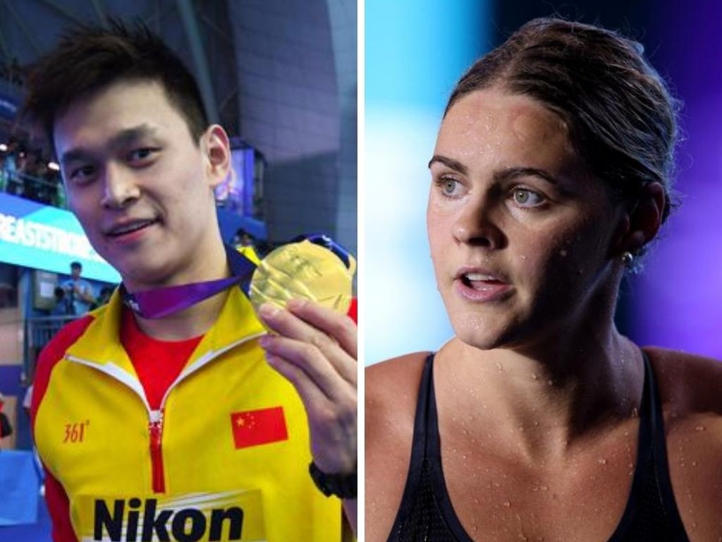 Sun Yang and Shayna Jack. Photos: AFP/Getty Images
