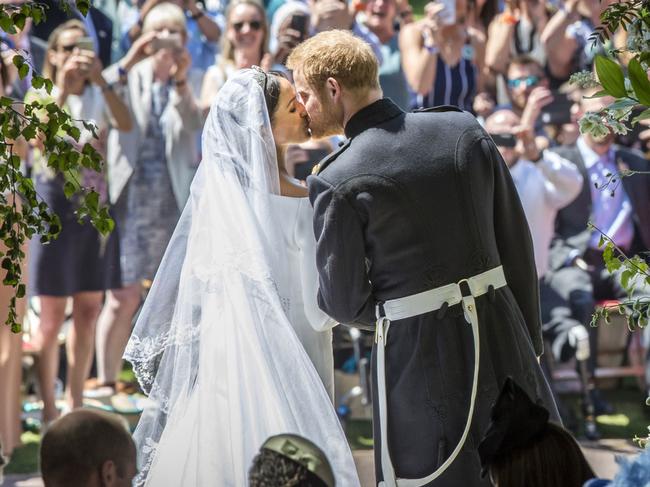 Sealing their love with a kiss in Windsor. Picture: Getty Images