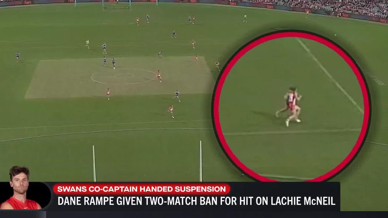 Dane Rampe has been cited for an off-the-ball bump on Bulldog Lachlan McNeil.