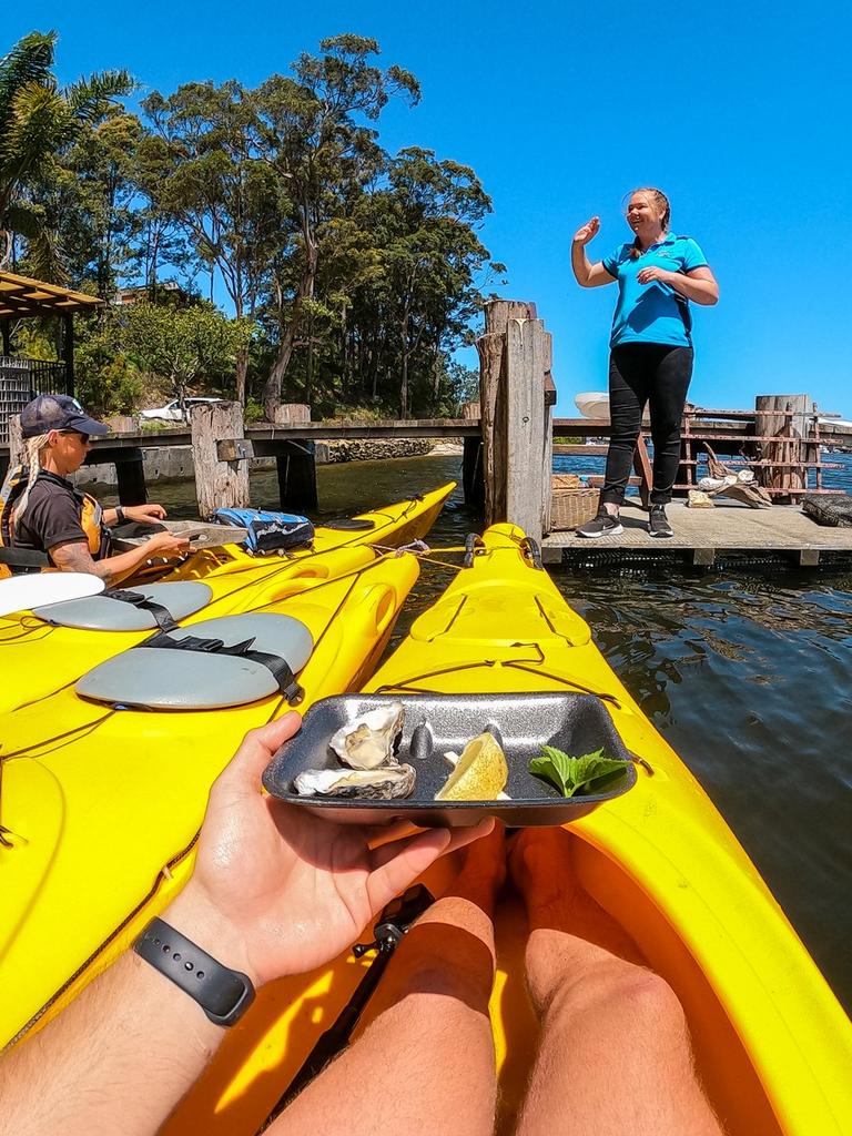 The oyster kayak tour is like a wine trail … but with oysters. Picture: Eurobodalla Shire.