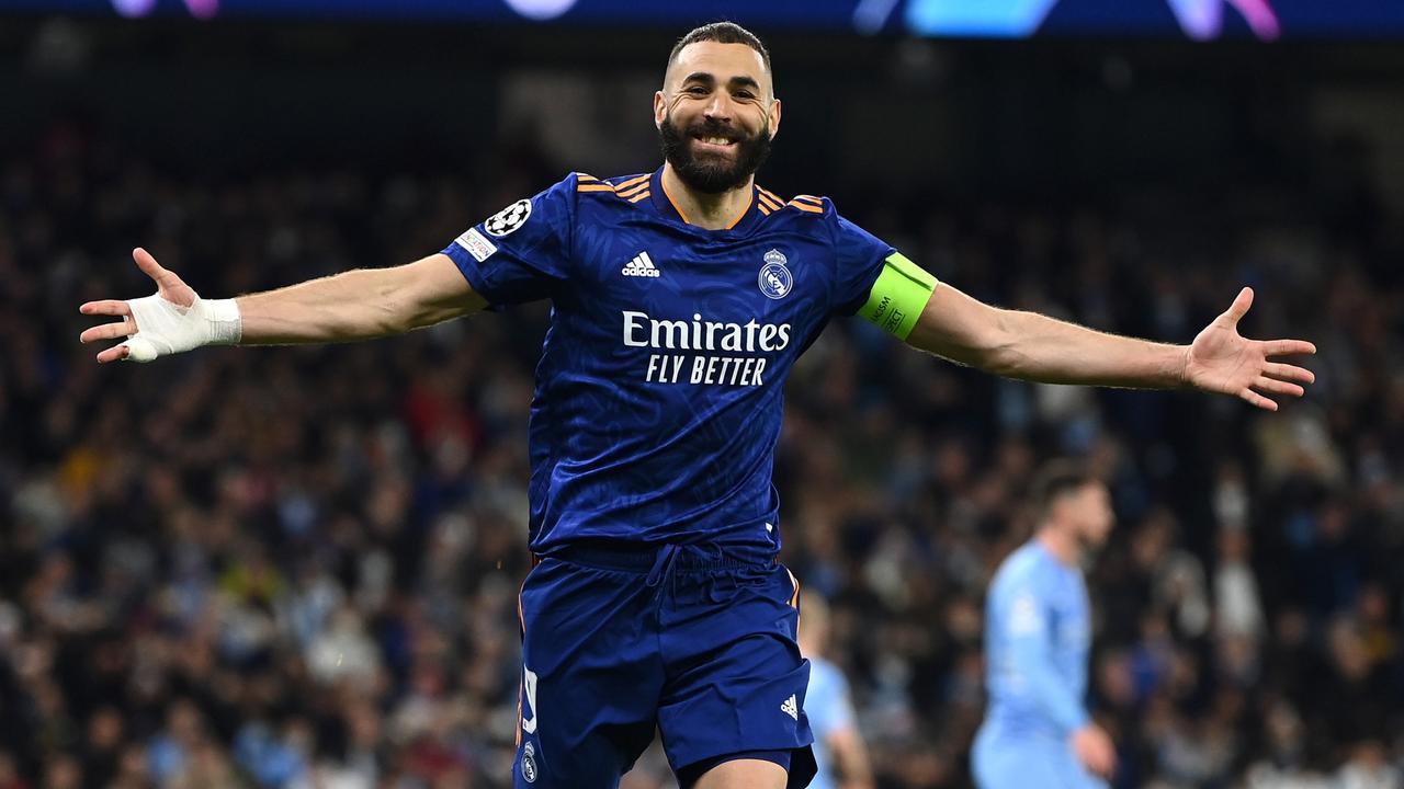 Karim Benzema’s double has Real Madrid firmly still in with a chance in their semi-final Champions League clash against Manchester City. (Photo by David Ramos/Getty Images)