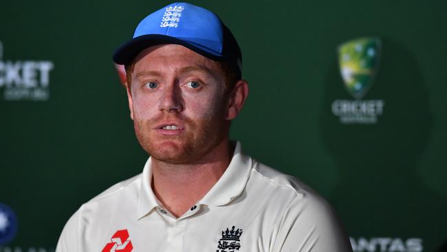 Jonny Bairstow fronts the media after the first Ashes Test.