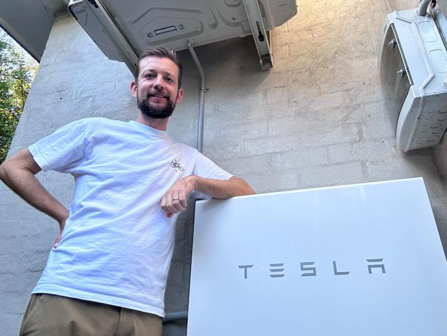 Sydney man James Abbott has a home storage battery to complement his energy efficient house and EV. Picture: Supplied