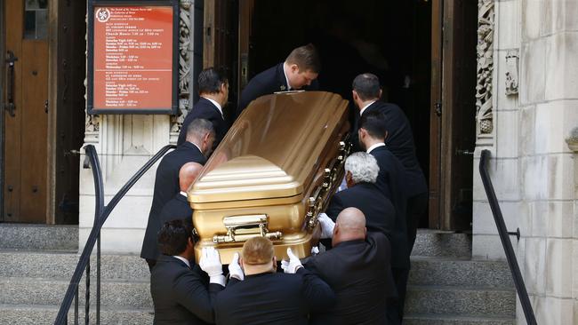 Pallbearers carry the casket at the funeral of Ivana Trump at St. Vincent Ferrer Roman Catholic Church. Picture: AFP