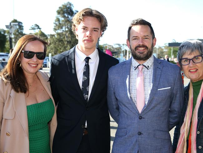 Geelong High graduation at GMHBA Stadium.  Nicole Heather, Ethan and  Laird Cormack and Jane Andrew.  Picture: Mike Dugdale