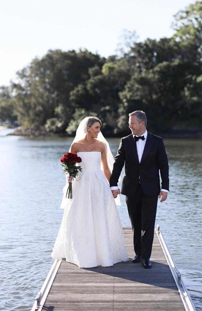 Gold Coast councillor Cameron Caldwell married Lauren Turner at Sanctuary Cove on Sunday. Picture: Orchard Grove Studios 