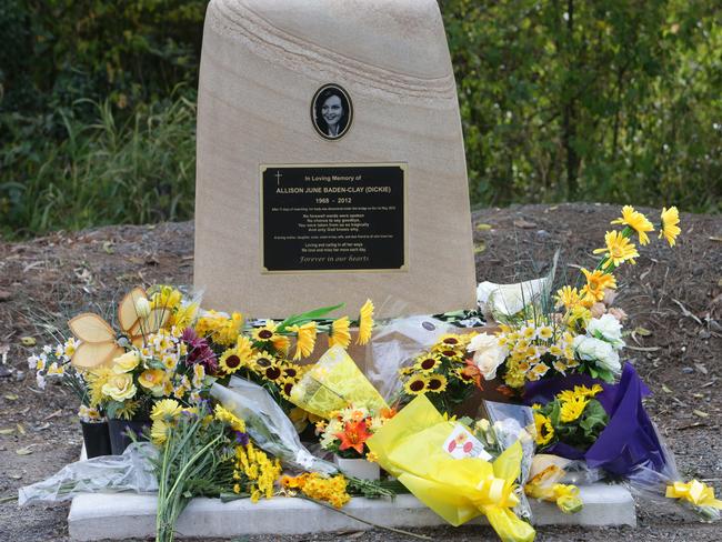 The memorial to Allison Baden-Clay that has been vandalised. Picture: Peter Wallis