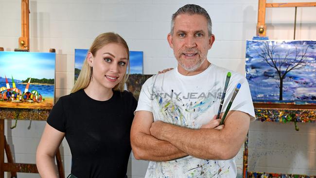 David Hart with daughter Chloe Hart are the son and granddaughter of famous artist Pro Hart. Picture: John Gass