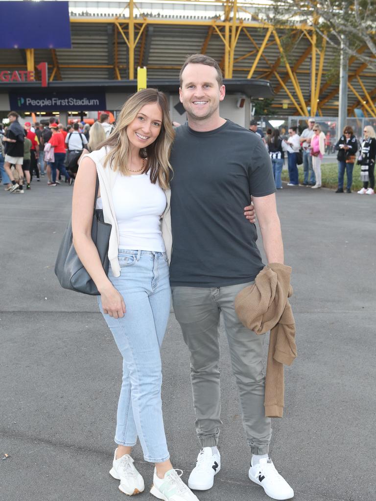 Gold Coast Suns vs. Collingwood. Maddy DeFazio and Scott Chalwell. 29 June 2024 Carrara Picture by Richard Gosling