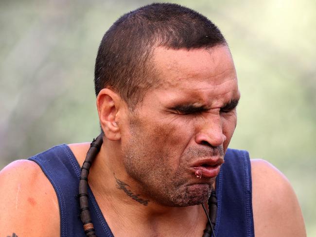 Anthony Mundine struggled to get through the challenge.