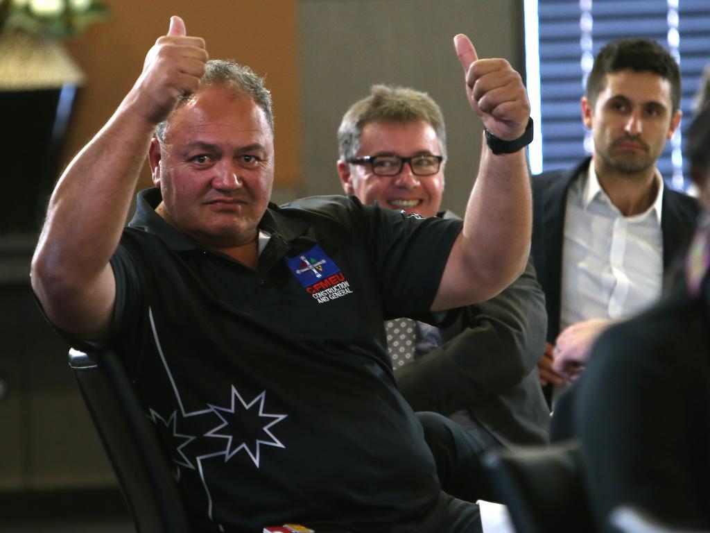 CFMEU boss John Lomax received a payment for malicious prosecution. Picture Kym Smith