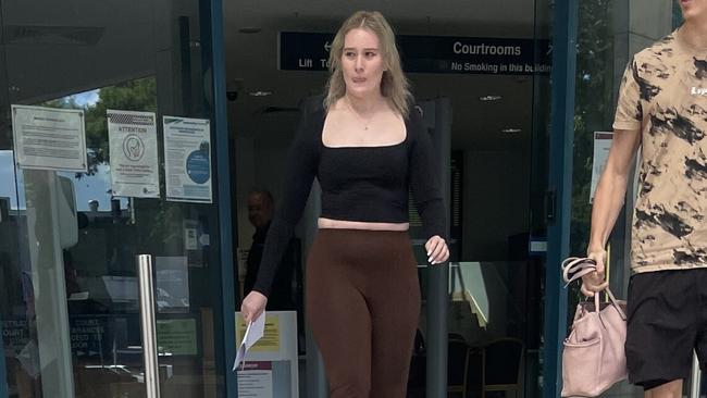 Olivia Leisemann leaving the Caboolture Magistrates Court on April 18. Picture: Aaron Goodwin