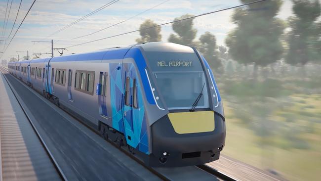 An artist’s impression of the new airport rail service. Picture: Supplied