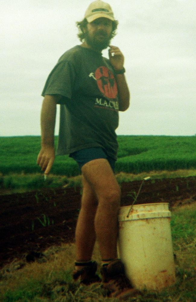 Robert Long working at a zucchini farm.