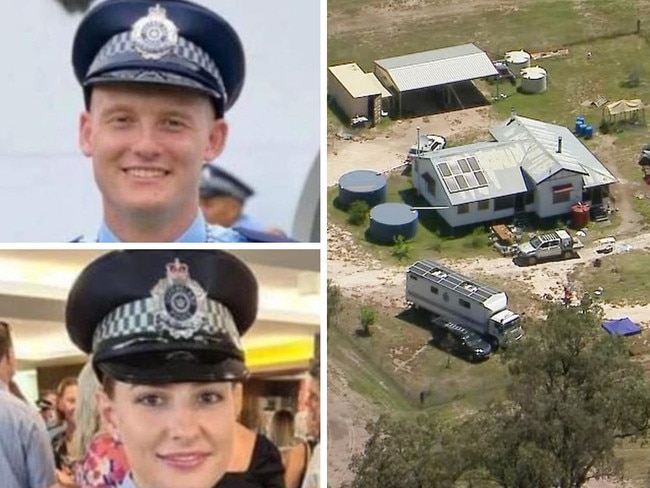 The harrowing moments when two police officers and a civilian were gunned down at a rural property have been revealed in detail for the first time.