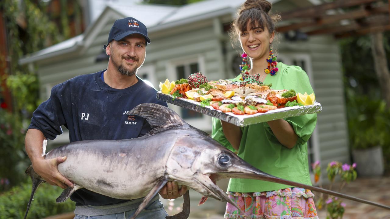 Fish in the Family's P.J. Mrkalj with Kitty O'Dowd from Harris Farm Markets Picture: Peter Wallis