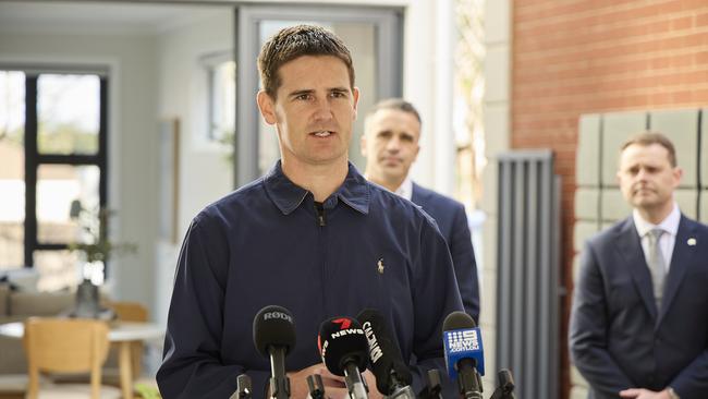 Will Frogley from Master Builders at a press conference in Newton. Picture: MATT LOXTON