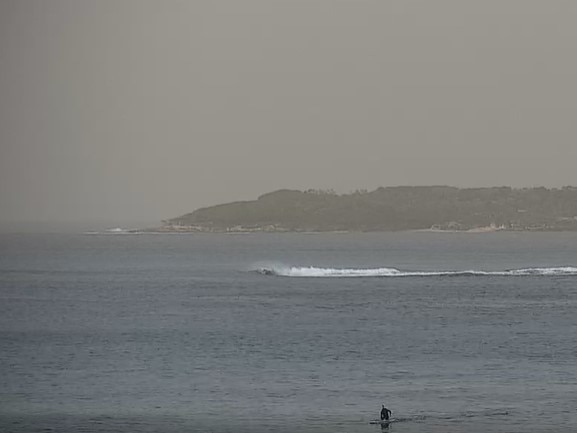 Dust haze visible at Shark Island on Tuesday morning. Picture: NSW Government