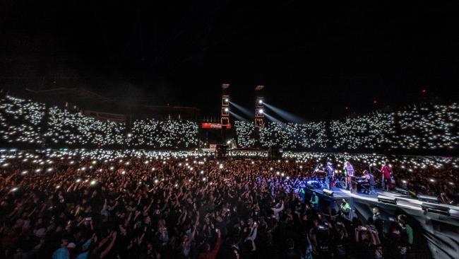 Motley Crue performing at Foro Sol in Mexico City in February 2023, sans Mick Mars. Picture: Sam Shapiro