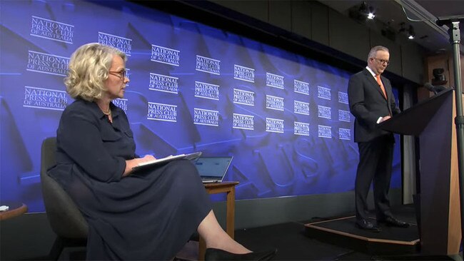 National Press Club president Laura Tingle chaired Anthony Albanese’s address on 25 January 2024.