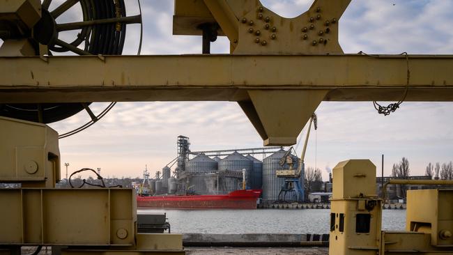 The Medusa S general cargo ship is loaded with grain, destined for Turkey, at the UkrTransAgro LLC grain terminal at the Port of Mariupol in Mariupol, Ukraine.