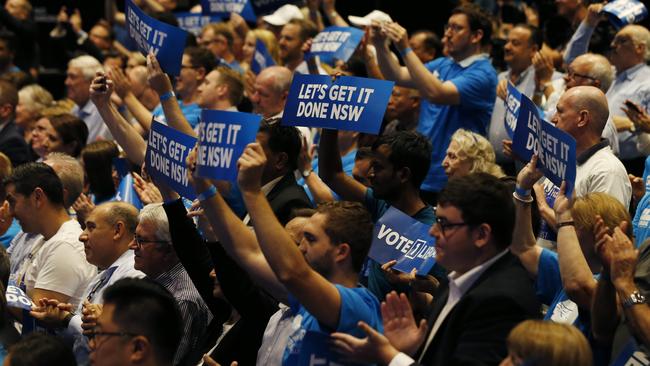 Liberal supporters at the campaign launch in Penrith. Picture: David Swift.