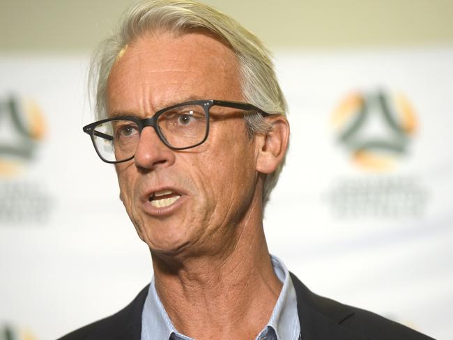 David Gallop addresses the media to explain why Alen Stajcic was suddenly sacked as coach.