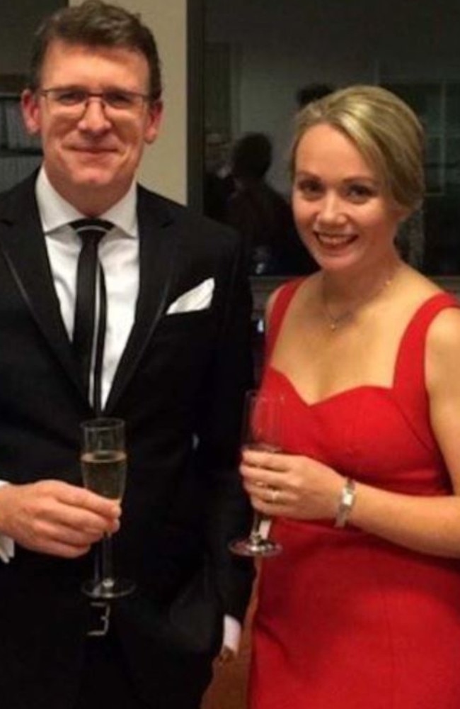 Federal member of Parliament Alan Tudge at the 2017 Mid-Winter Ball in the company of Liberal staffer Rachelle Miller. Picture: ABC/Four Corners