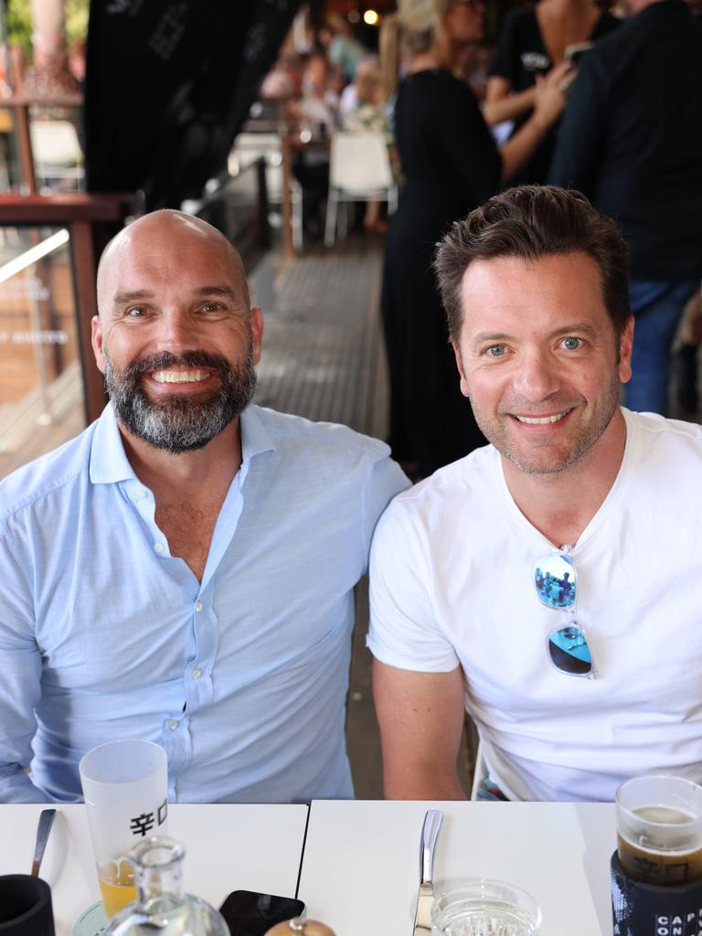 Ryan Holshiemer and Stuart Hanlan at the M.O.B Academy Charity Lunch Edgewater Dinner and Lounge Capri on Via Roma for Gold Coast at Large. Picture, Portia Large.