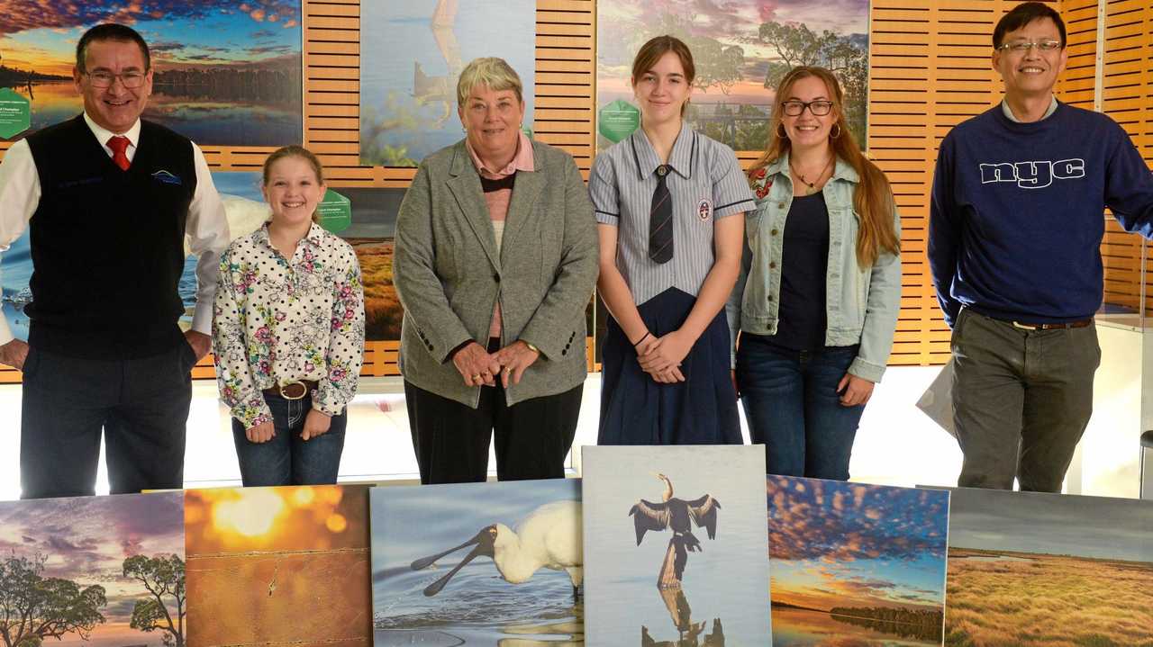 WINNERS: Cr Drew Wickerson, Alexya Yarrow, Karen Lingard, Mae Robinson, Jasmine Mick and Tian Long at the awards. Picture: Jann Houley
