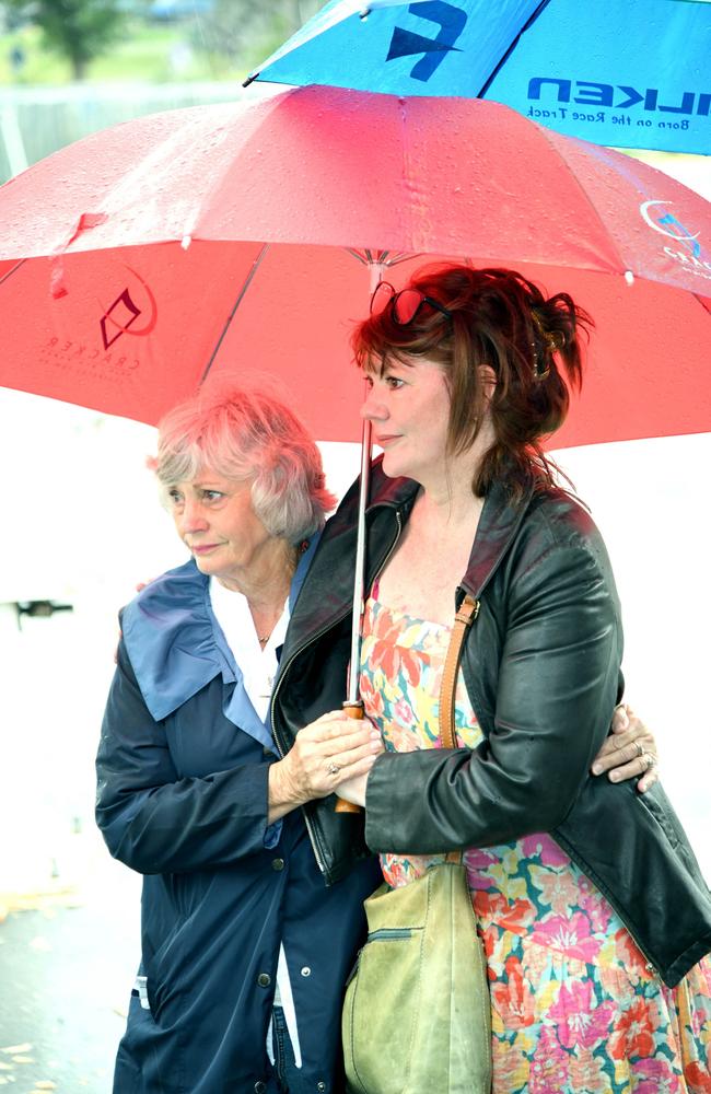 Joan McDonald (left) and her daughter-in-law Deb McDonald. The official unveiling of the Woodchop Arena in memory of John "Cracker" McDonald took place at the Heritage Bank Toowoomba Royal Show. Saturday April 20th, 2024 Picture: Bev Lacey