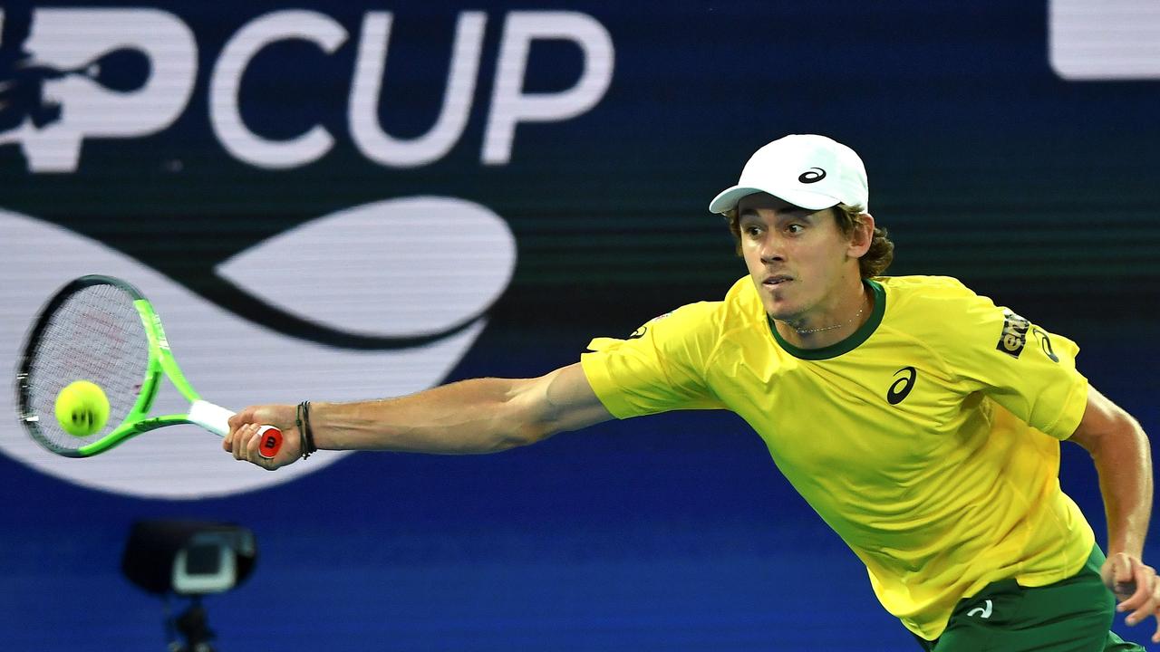 Australia's Alex De Minaur will play polarising American Tennys Sandgren in the first round. Picture: Paul CROCK/AFP