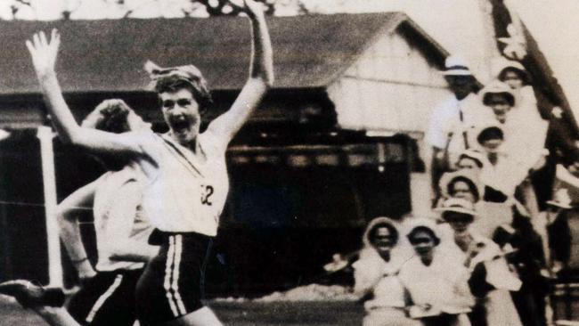 Norma Croker winning a race at the old Gabba.