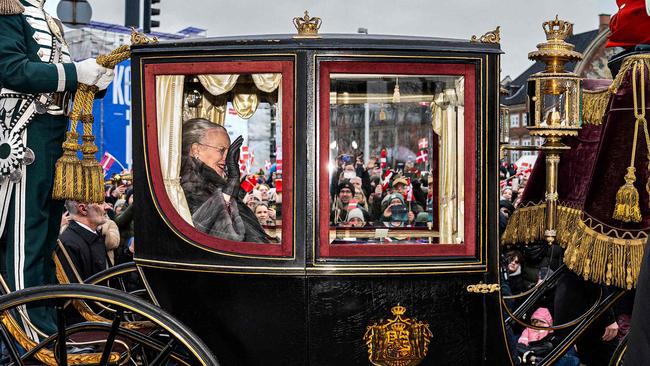 Queen Margrethe en route to Christiansborg Castle for her proclamation of abdication on Sunday. Picture: AFP