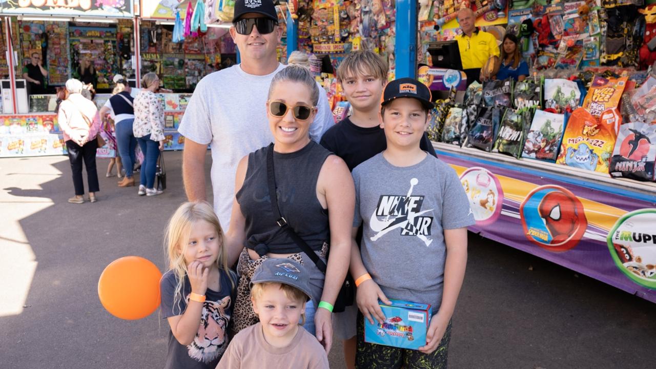 Amanda, Darren, Mitchell, Quinn, Baylin, and Ace at the Gympie District Show 2023. Picture: Christine Schindler