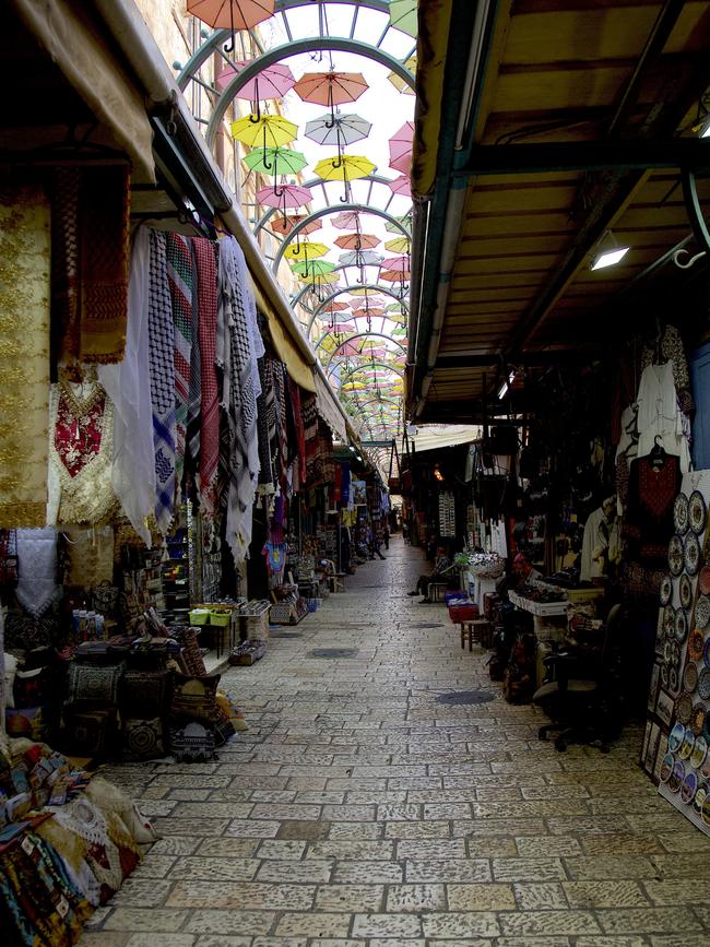 Emptiness in the old city of Jerusalem. These passageways would normally be packed with people.