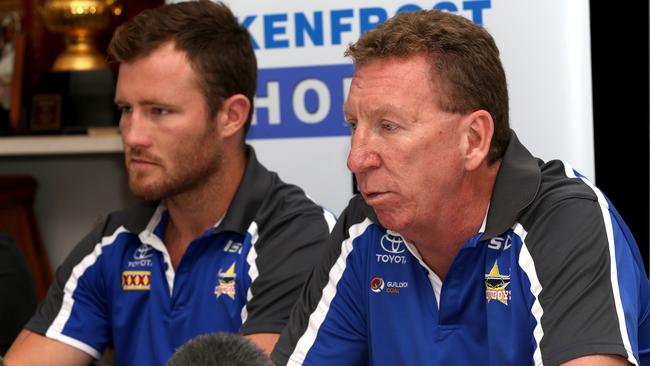 Cowboys player Gavin Cooper and Cowboys manager Peter Parr announce that the Cowboys will be playing a pre-season game at Barlow Park in Cairns