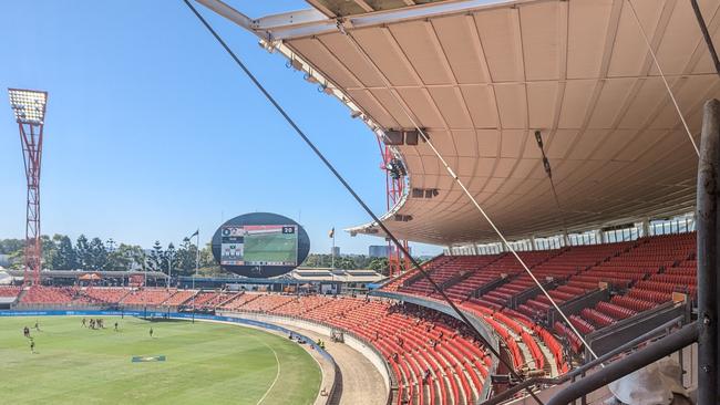 A crowd of 8,169, hiding in the shade, at the Giants' Round 1 clash against Adelaide. Picture: Twitter