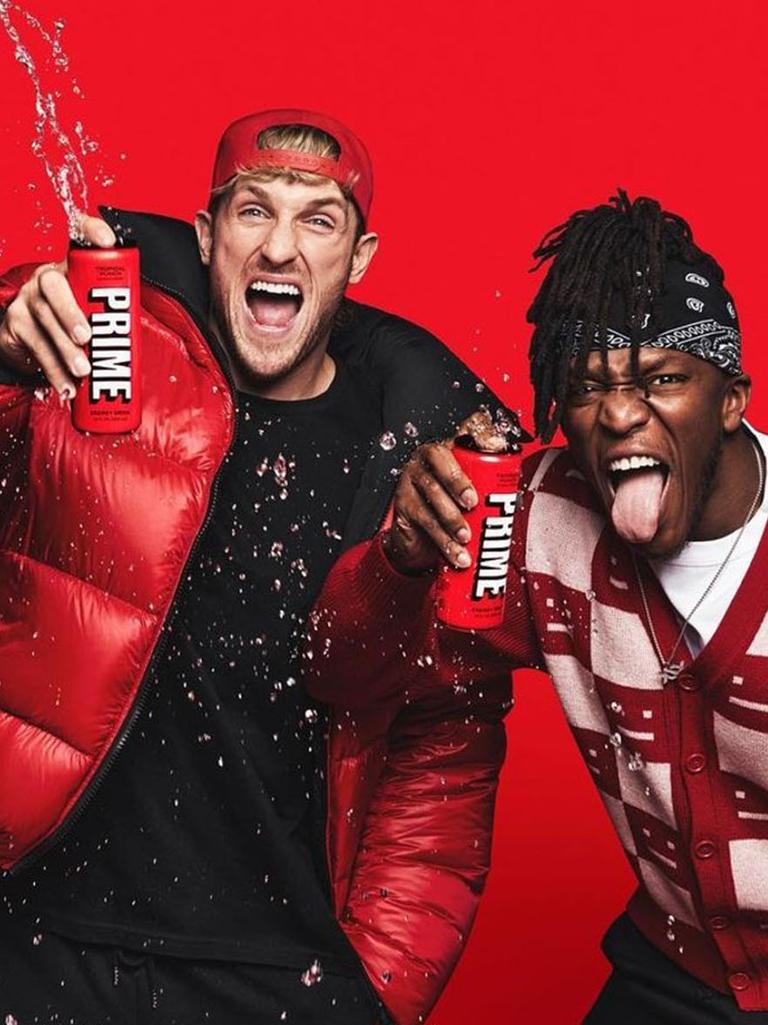 Logan Paul, left, and KSI promoting their PRIME caffeinated energy drinks. Picture: Instagram