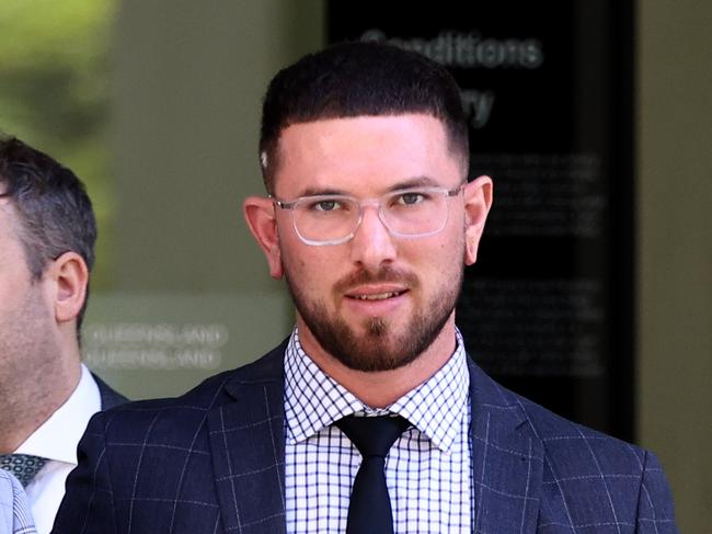 Sentence for Langanis Barber Cooper Jordan Breen (clean cut wearing clear glasses) for assault domestic violence. Previous story says he choked his girlfriend unconscious and held her captive. Brisbane Tuesday 16th April 2024 Picture David Clark