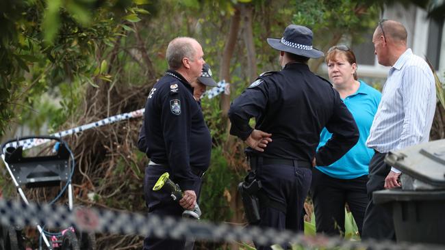 Police on scene at the Inala property. Picture: Annette Dew