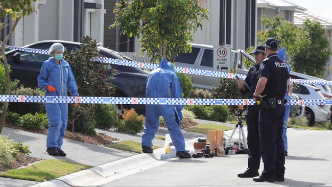 Forensics at the scene on Cox St, Pimpama. Picture: Glenn Hampson