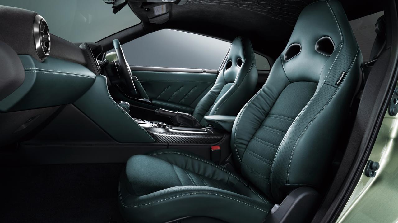 Green leather features in the jade-coloured GT-R.