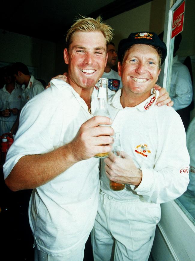 Shane Warne and Ian Healy at Trent Bridge in 1997.